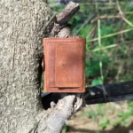 Zomidar Super Slim Snap Button Bi-Fold Antique Leather Wallet (The Cosmic)