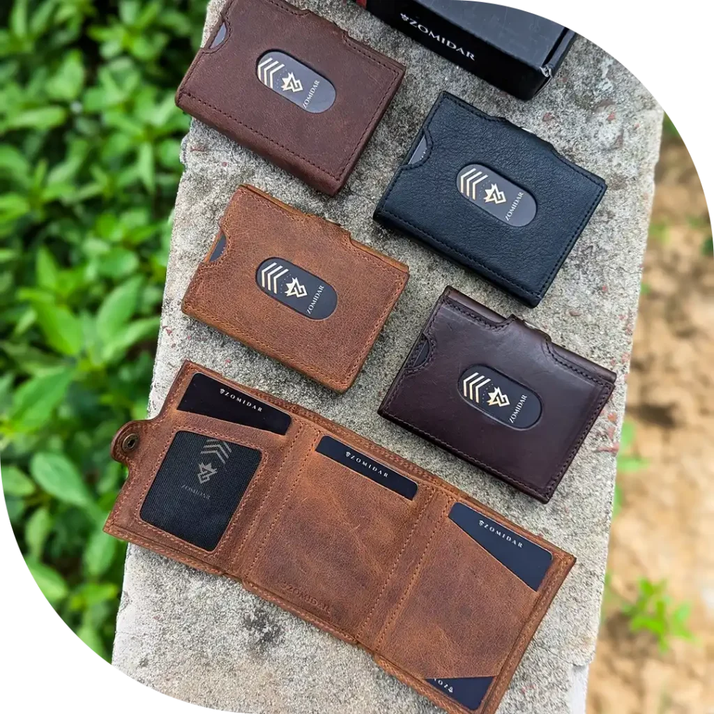 Zomidar Super Slim Snap Button Bi-Fold Antique Leather Wallet (The Cosmic)