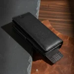 Zomidar Alpha Black leather long wallet with pop up card holder