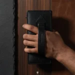 Men's long wallet with back hand strap and gripper